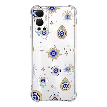 PrintiFy İnfinix Hot 12 Uyumlu Nazar Boncuğu 5 Baskılı Şeffaf Köşe Korumalı Antişok Kılıf