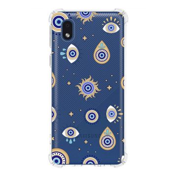 Printify Samsung Galaxy A01 Core Uyumlu Nazar Boncuğu 5 Baskılı Şeffaf Köşe Korumalı Antişok Kılıf