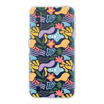 Printify Samsung Galaxy A01 Uyumlu Kamera Korumalı Kapak Memphis Desen Tasarımlı Şeffaf Cep Telefonu Kılıfı