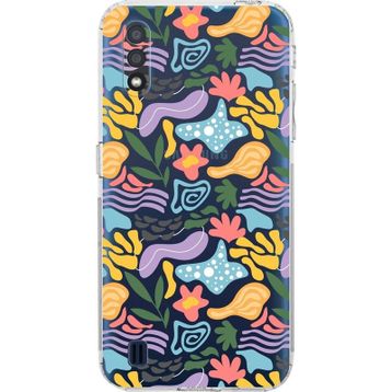 Printify Samsung Galaxy A01 Uyumlu Kamera Korumalı Kapak Memphis Desen Tasarımlı Şeffaf Cep Telefonu Kılıfı