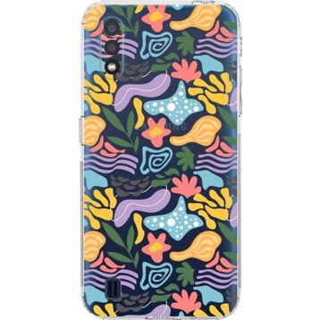 Printify Samsung Galaxy A01 Uyumlu Kamera Korumalı Kapak Memphis Desen Tasarımlı Şeffaf Cep Telefonu Kılıfı