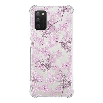 Printify Samsung Galaxy A02S Uyumlu Köşe Korumalı Antişok Kapak Floral Pudra Tasarımlı Şeffaf Kılıf