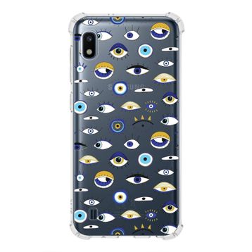 Printify Samsung Galaxy A10 Uyumlu Nazar Boncuğu 2 Baskılı Şeffaf Köşe Korumalı Antişok Kılıf