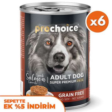 Pro Choice Kuzu, Somon Ve Havuçlu Tahılsız 6x400 gr Köpek Konservesi