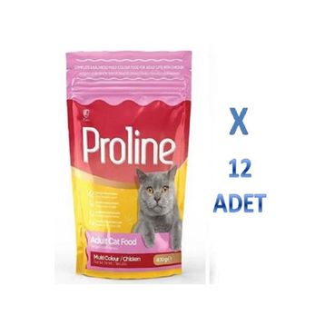 Pro Line 12x400 gr Renkli Taneli Tavuklu Yetişkin Kedi Maması