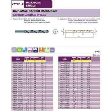 Pro-X 10 mm Kaplamalı Karbür Matkap Ucu