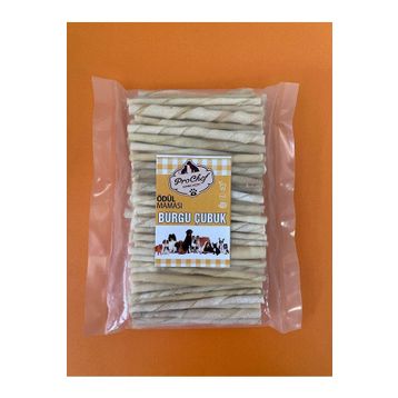 Prochef 500 gr Beyaz Burgu Çubuk Doğal Sığır Derisi Köpek Kemiği & Ödül Maması