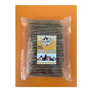 Prochef 500 gr Naturel Burgu Çubuk Doğal Sığır Derisi Köpek Kemiği ve Ödül Maması