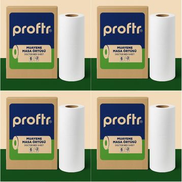 Proftr 50x25 cm 50 mt 24'lü Set Çift Katlı Muayene Sedye Masa Örtüsü