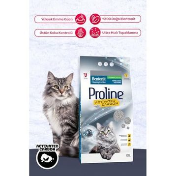 Proline 10 lt Aktif Karbonlu Topaklanan Bentonit Doğal Kedi Kumu