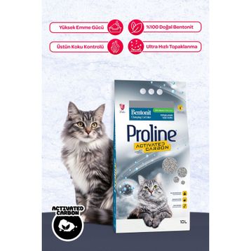Proline 10 lt Aktif Karbonlu Topaklanan Bentonit Doğal Kedi Kumu