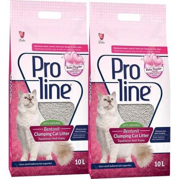 Proline 2x10 lt Bebek Pudralı Bentonit İnce Taneli Topaklanan Doğal Kedi Kumu