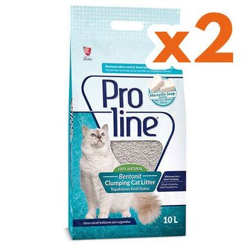 Proline 2x10 lt Marsilya Sabunu Kokulu Topaklanan Doğal Kedi Kumu