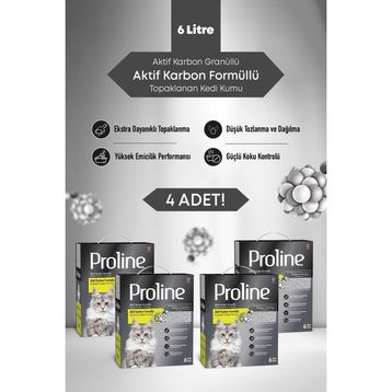 Proline 4x6 lt Aktif Karbonlu Topaklanan Kedi Kumu