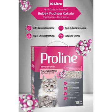 Proline Aktif Karbon Granüllü 10 lt Bebek Pudra Kokulu Bentonit Kedi Kumu