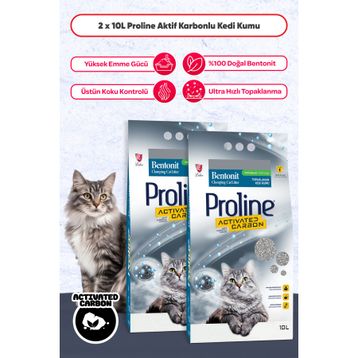 Proline Aktif Karbonlu 2x10 lt Kokusuz Topaklanan Kedi Kumu