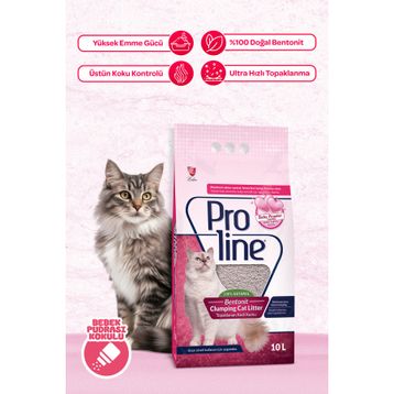 Proline Bentonit Bebek Pudralı Topaklanan 10 lt Kedi Kumu
