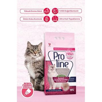 Proline Bentonit Bebek Pudralı Topaklanan 10 lt Kedi Kumu