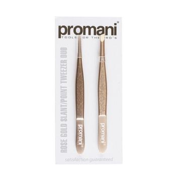 Promani Rose Altın Eğik Uçlu-Sivri Uçlu Cımbız Seti 2'li