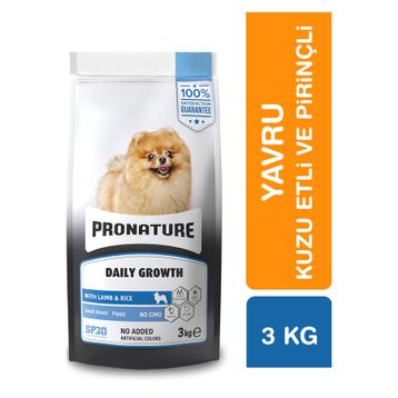 Pronature Daily Growth Kuzu Etli ve Pirinçli 3 kg Küçük Irk Yavru Kuru Köpek Maması