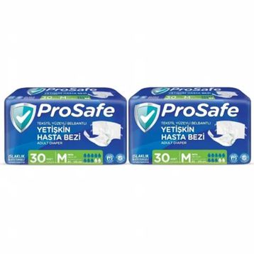 Prosafe Tekstil Yüzey Belbantlı M Boy 60 Adet Yetişkin Hasta Bezi