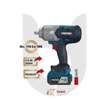 Proter PST 1532 WS Kömürsüz 20V 4.0 Ah Darbeli Şarjlı Somun Sökme Makinesi