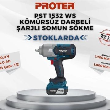 Proter PST 1532 WS Kömürsüz 20V 4.0 Ah Darbeli Şarjlı Somun Sökme Makinesi