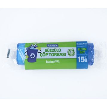 Protex 15'li 65x70 cm Büzgülü Çöp Torbası