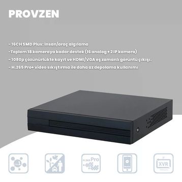 Provzen Dahua 15 Kameralı 40 m Gece Görüşlü Güvenlik Kamerası
