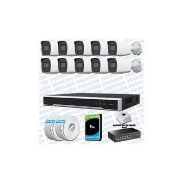 Provzen Hikvision 10 IP Kameralı Colorvu Hibrit Güvenlik Kamerası