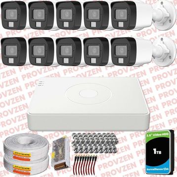 Provzen Hikvision 10 Kameralı Colorvu Hibrit Güvenlik Kamerası