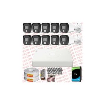 Provzen Hikvision 10 Kameralı Colorvu Hibrit Güvenlik Kamerası