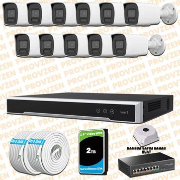 Provzen Hikvision 11 IP Kameralı Colorvu Hibrit Güvenlik Kamerası