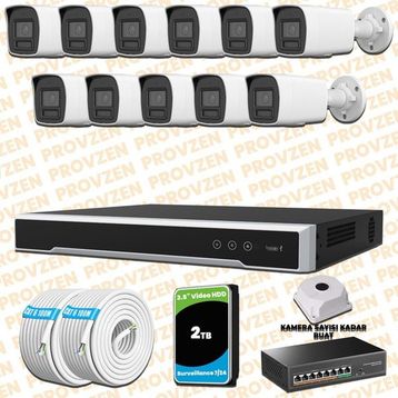 Provzen Hikvision 11 IP Kameralı Colorvu Hibrit Güvenlik Kamerası