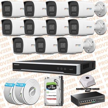 Provzen Hikvision 11 IP Kameralı Colorvu Hibrit Güvenlik Kamerası