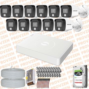 Provzen Hikvision 11 Kameralı Colorvu Hibrit Güvenlik Kamerası