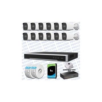 Provzen Hikvision 12 IP Kameralı Colorvu Hibrit Güvenlik Kamerası