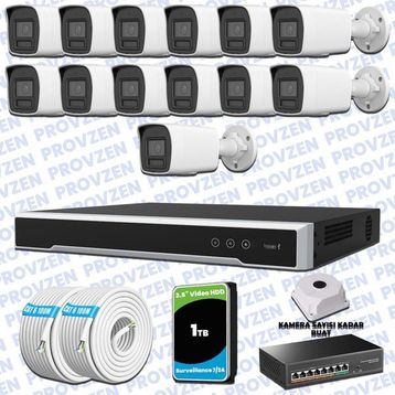 Provzen Hikvision 13 IP Kameralı Colorvu Hibrit Güvenlik Kamerası
