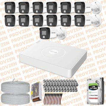 Provzen Hikvision 13 Kameralı Colorvu Hibrit Güvenlik Kamerası