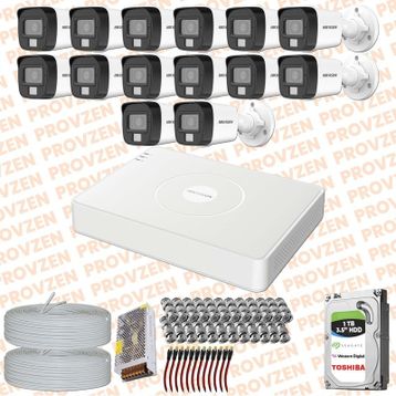 Provzen Hikvision 14 Kameralı Colorvu Hibrit Güvenlik Kamerası