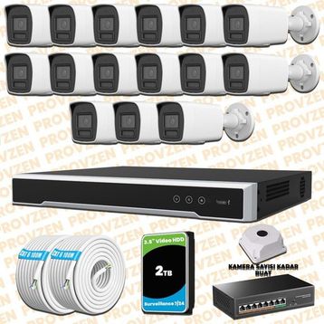 Provzen Hikvision 15 IP Kameralı Colorvu Hibrit Güvenlik Kamerası