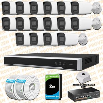 Provzen Hikvision 16 IP Kameralı Colorvu Hibrit Güvenlik Kamerası