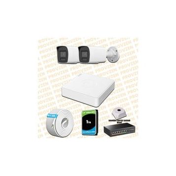 Provzen Hikvision 2 IP Kameralı Colorvu Hibrit Güvenlik Kamerası