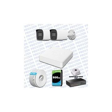 Provzen Hikvision 2 IP Kameralı Colorvu Hibrit Güvenlik Kamerası