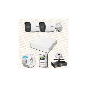 Provzen Hikvision 2 IP Kameralı Colorvu Hibrit Güvenlik Kamerası