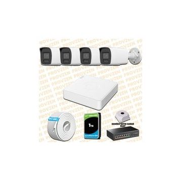 Provzen Hikvision 4 IP Kameralı Colorvu Hibrit Güvenlik Kamerası