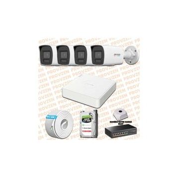 Provzen Hikvision 4 IP Kameralı Colorvu Hibrit Güvenlik Kamerası