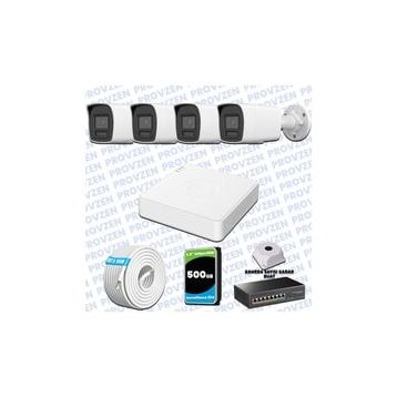 Provzen Hikvision 4 IP Kameralı Colorvu Hibrit Güvenlik Kamerası