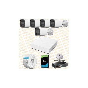 Provzen Hikvision 5 IP Kameralı Colorvu Hibrit Güvenlik Kamerası