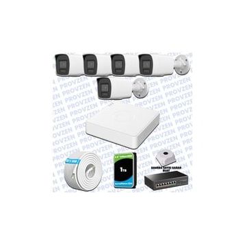 Provzen Hikvision 5 IP Kameralı Colorvu Hibrit Güvenlik Kamerası